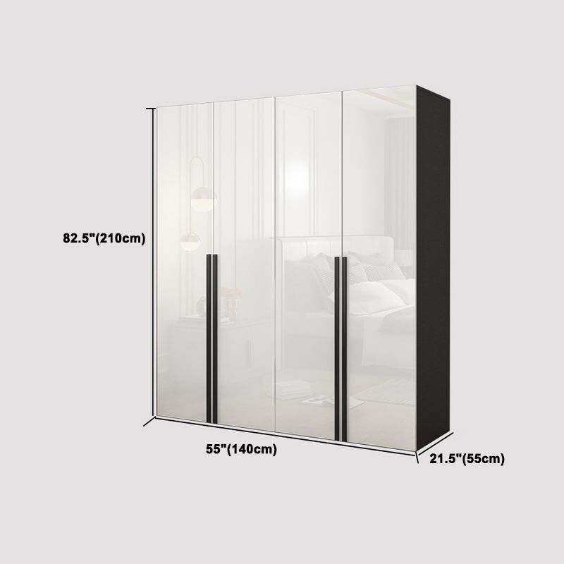 Mirrored Finish Wardrobe Armoire Modern Style Engineered Wood Wardrobe
