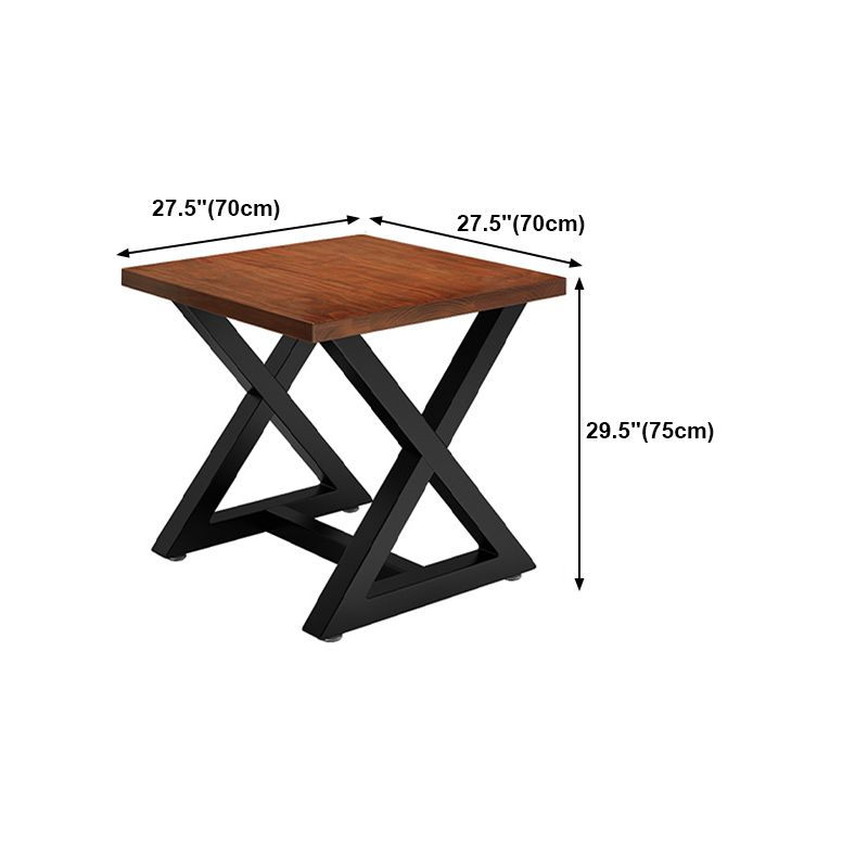 Square Wooden Dining Table Industrial Brown Top Table with Black Frame