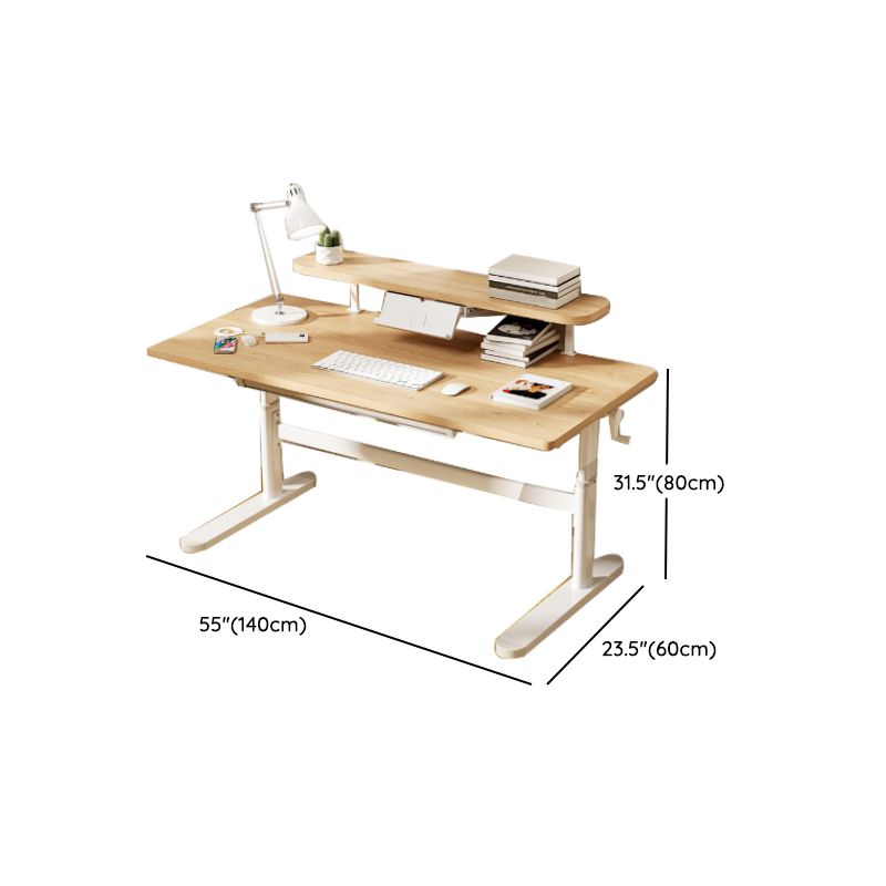 Natural Rectangular Writing Desk Modern Style Adjustable Office Desk