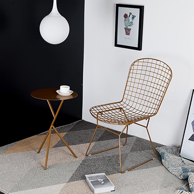 Mid-Century Round Side End Table Metal Cross Legs End Table, 22.8" Tall