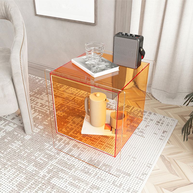 Modern Plastic End Table Set Square Bedside Side Table with Storage