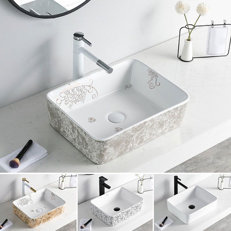 Contemporary Bathroom Sink Porcelain Rectangular Vessel Sink(Not Including Faucet)