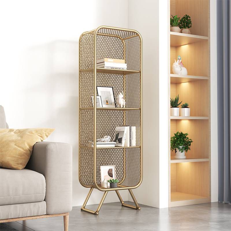 Contemporary Metal Bookshelf Standard Shelf Bookcase for Study Room
