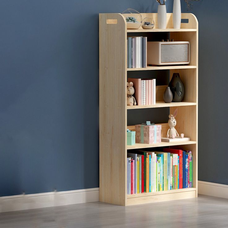 Natural Urban Etagere Bookshelf Oak Wood Open Bookcase for Home