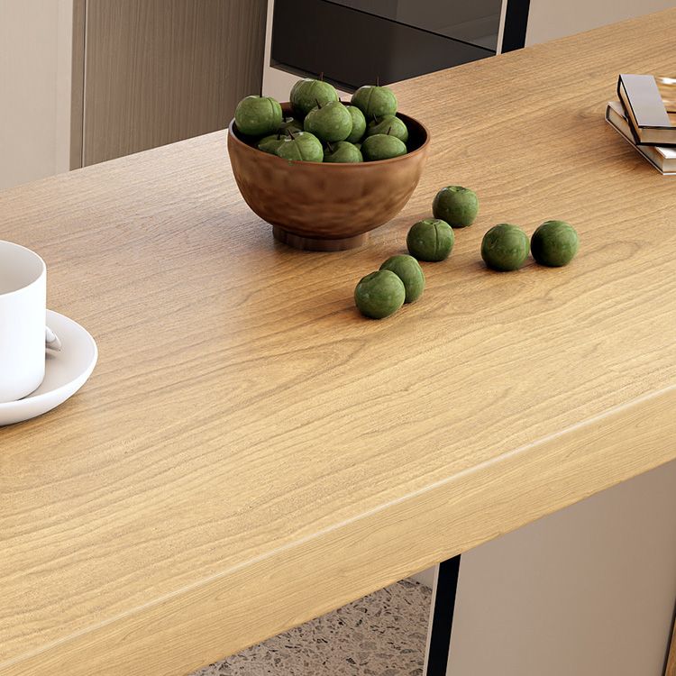 Contemporary Solid Wood Bar Dining Table Rectangle Bar Table with Storage Base