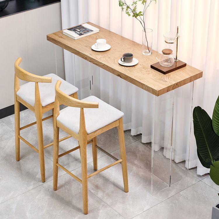 Modern Rectangle Bistro Bar Table Solid Wood Bar Table with Acrylic
