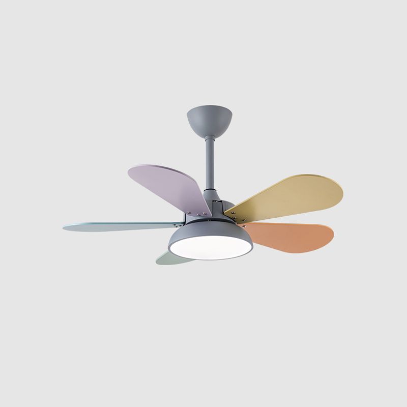 Macaron Style Hanging Fan Light LED Semi Flush Mount Ceiling Lamp