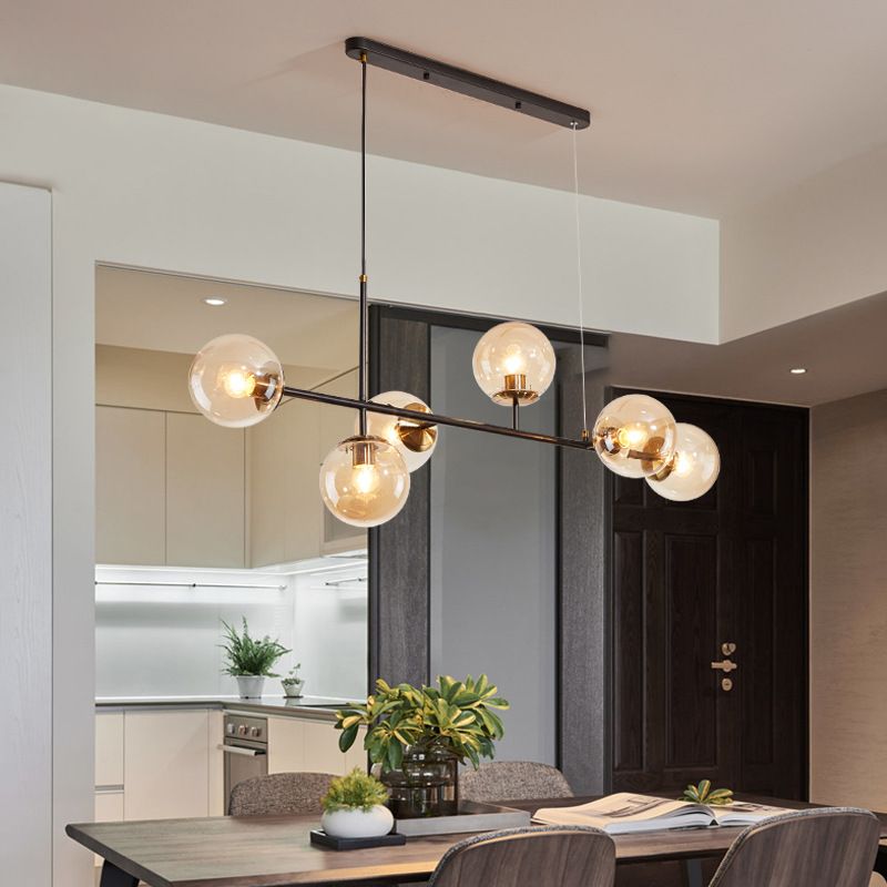Modern Island Light Multi Lights Island Hanging Light with Glass Shade for Living Room