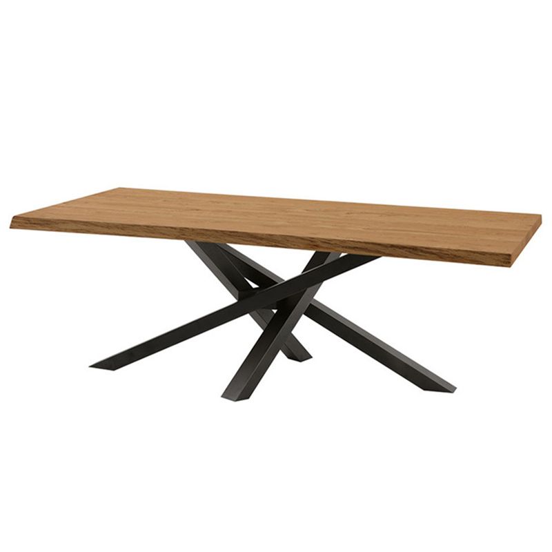 Rectangle Black Base Dining Table Modern Pine Wood Table for Kitchen Use