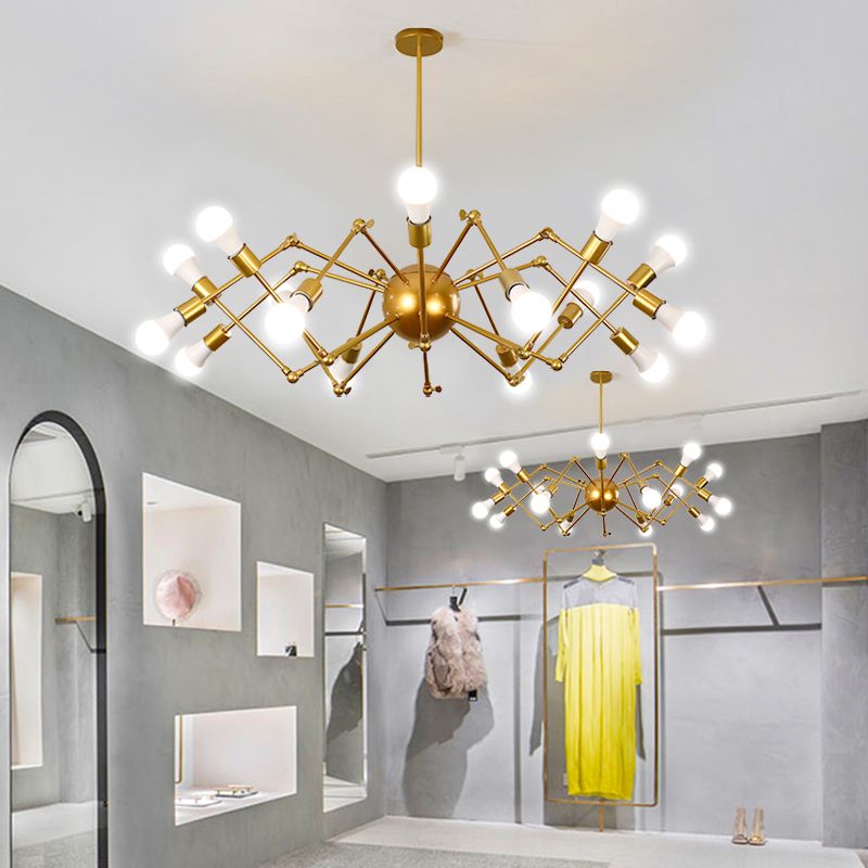 Araña múltiple lámpara de lámpara vintage lámpara de luz colgante industrial de hierro