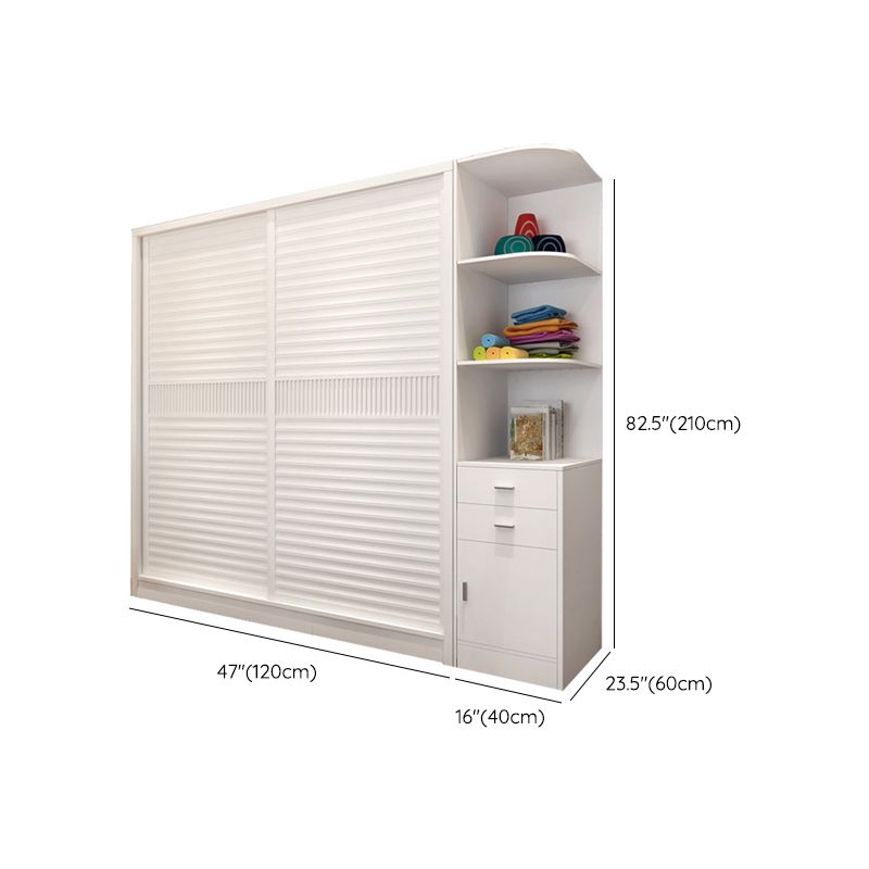 Modern Storage Cabinet with Sliding Doors Manufactured Wood White Cabinet for Bedroom