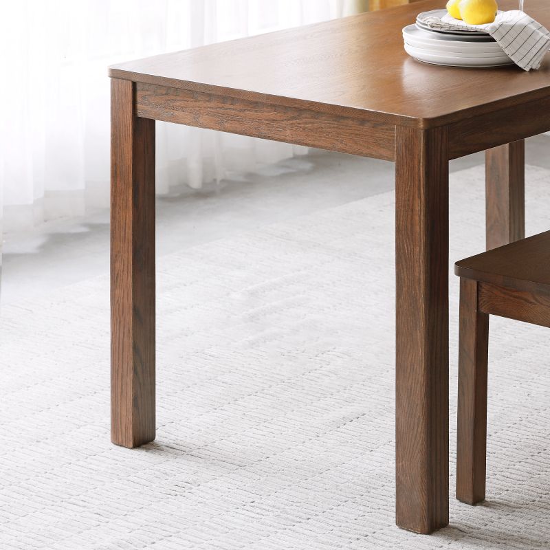 Contemporary Rectangle Dining Table Oak Solid Wood Table with 4 Legs for Kitchen Dinner Dining Room