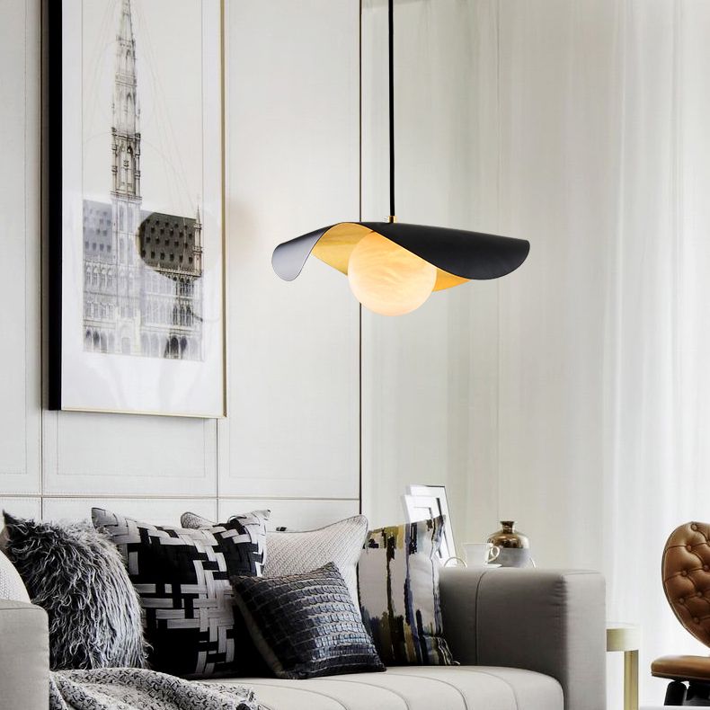 Luz de colgante colgante de suspensión en forma de sombrero Luz de techo colgante contemporáneo para sala de estar