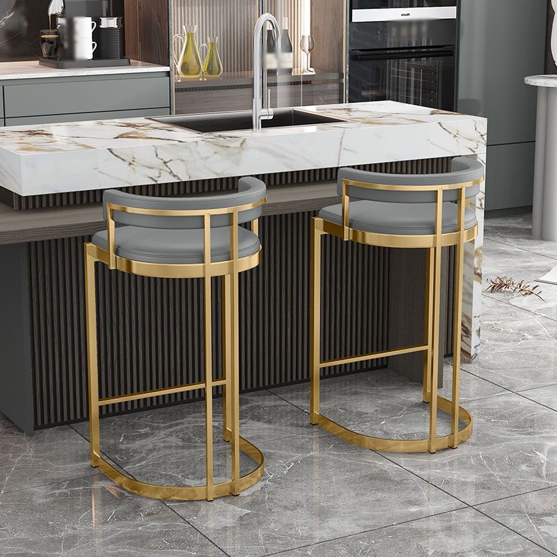 Glam Jewelry Shop Footrest Stool Matte Finish PU Leather Barstool