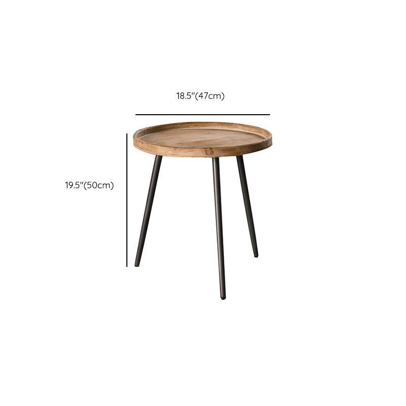 Scandinavian Solid Wood Cocktail Coffee Metal Round Coffee Table