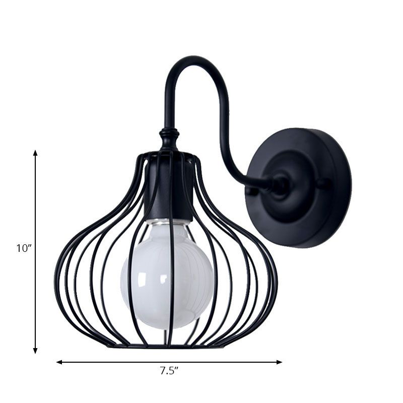 1 leichte Zwiebel Wandleuchte Licht Loft Style Schwarz/Weiß Metallic Mini Wandbeleuchtung mit Schwanenhalsarm für Schlafzimmer