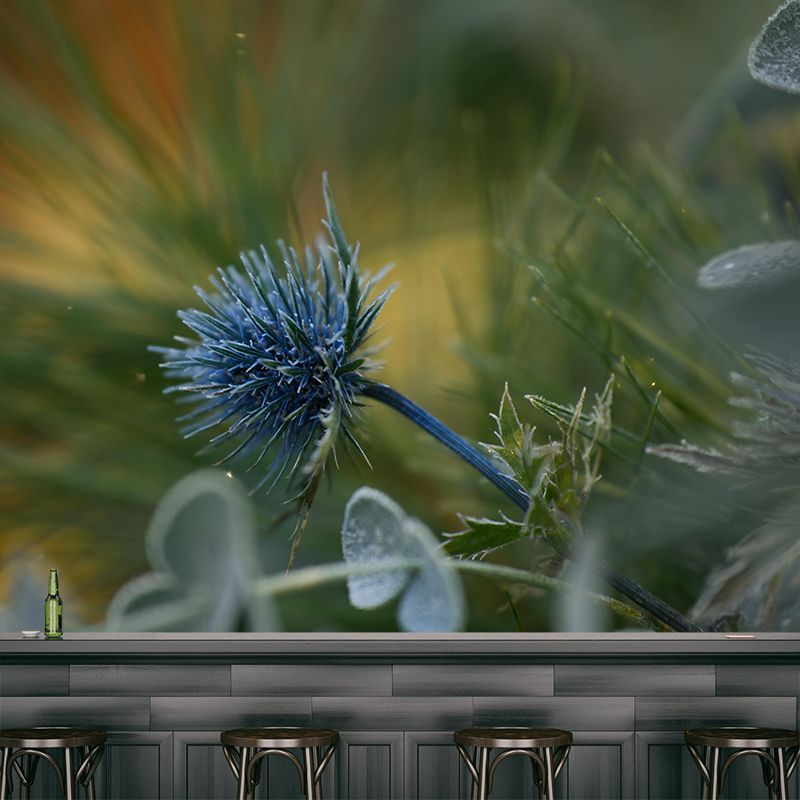 Customized Thistle Flower Mural Wallpaper Waterproofing Wall Decor for Meeting Room