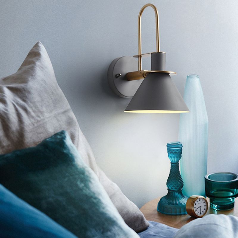 Single Modernism Polished Metallic Shaded Wall Mounted for Foyer