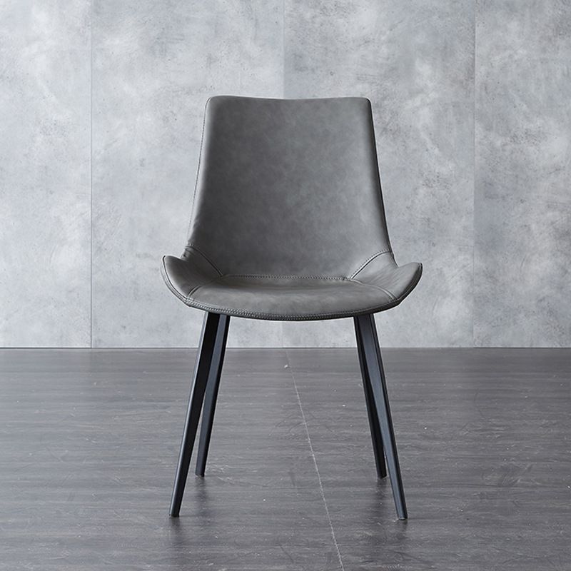Minimalistische stijl lederen eetkamerstoelen stevige achterstoel stoel voor thuisgebruik