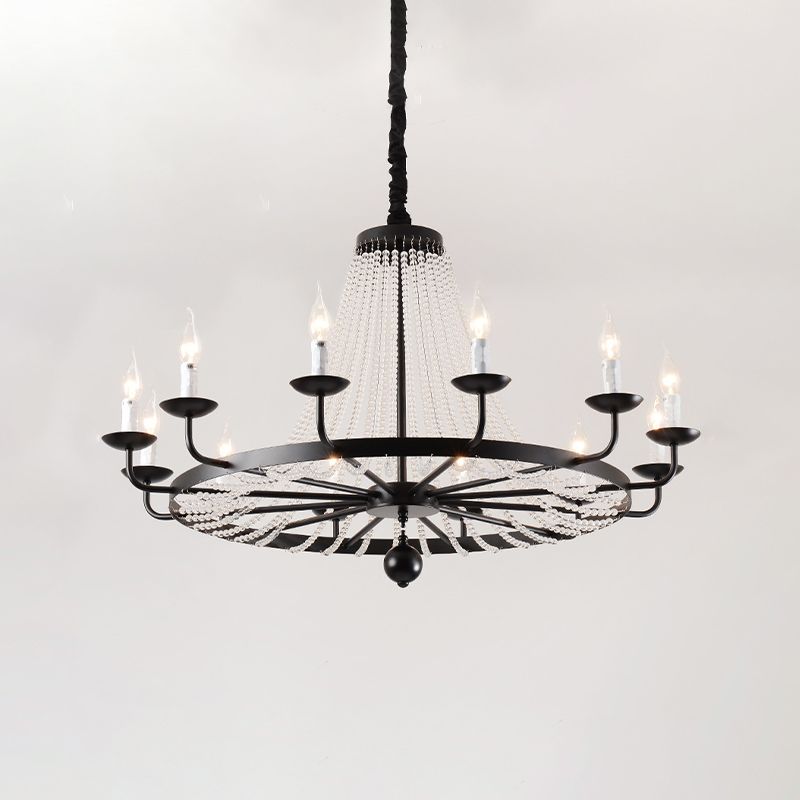 Candelabra Crystal Chandelier Lighting Fixture Countryside Living Room Pendant Light