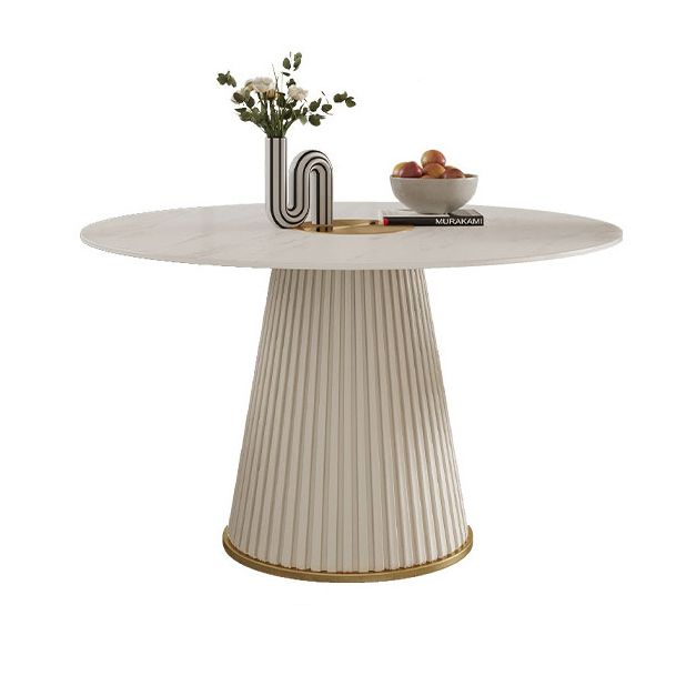 Nordic Round Sintered Stone Dining Table for 4/6 with Pedestal Base Dining Setfor Restaurant