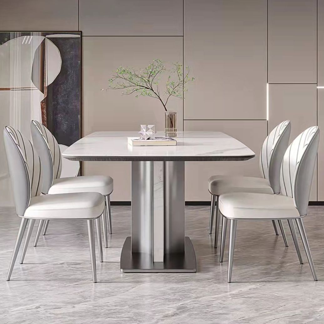 Kitchen Dining Set with White Chairs 1/5/6/7 Pieces Modern Dinette Set
