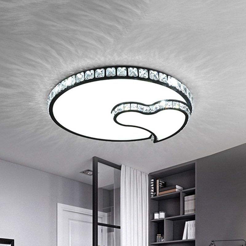 Loop Bedroom Ceiling Flush Mount Modernism Facettiert Kristall LED Schwarz Flushmount mit Herz Design