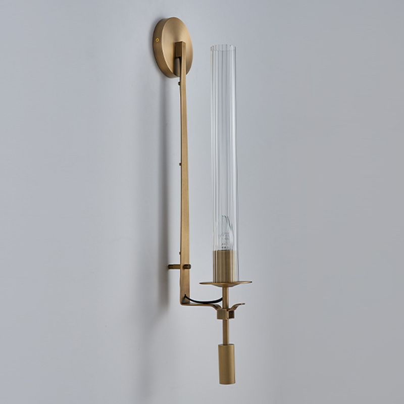 Cylinder Wall Mounted Lamps Postmodern Clear Glass Wall Sconce for Living Room