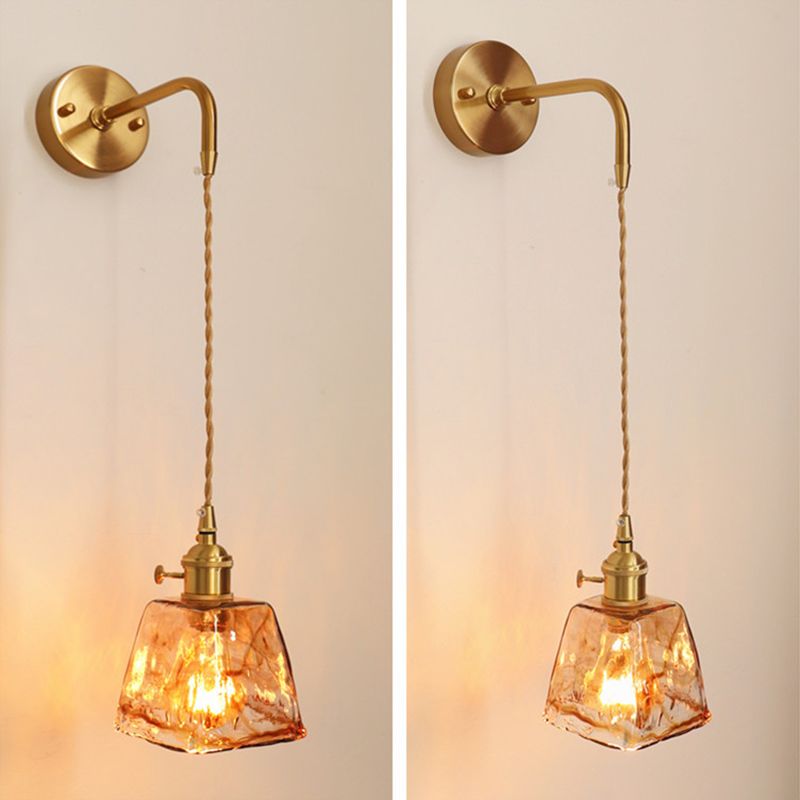 Binnen 1-Bulb Down Light Wall SCONCE LICHTING INDUSTRIËLE BRUIN GLAS SCONCE LICT BEMIDING