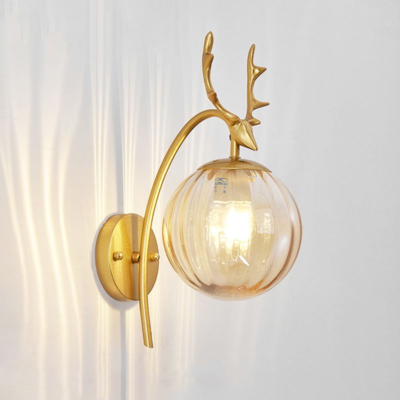 1-Light Ball Wall Lamps Modern Style Glass Wall Mounted Lights