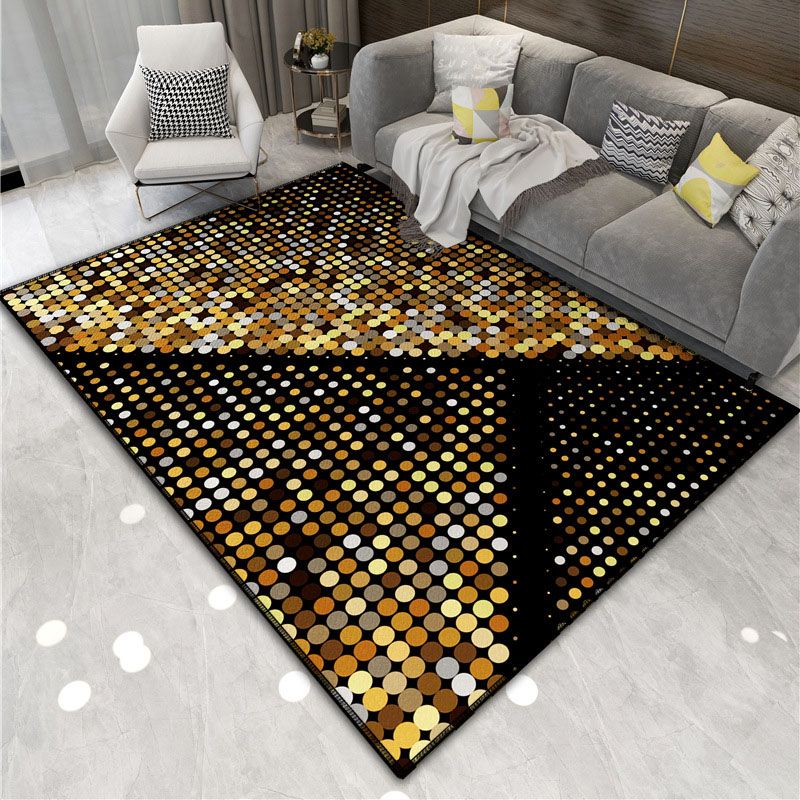 Navy Modern Area Rug Polyester Graphic Non-Slip Backing Rug for Living Room