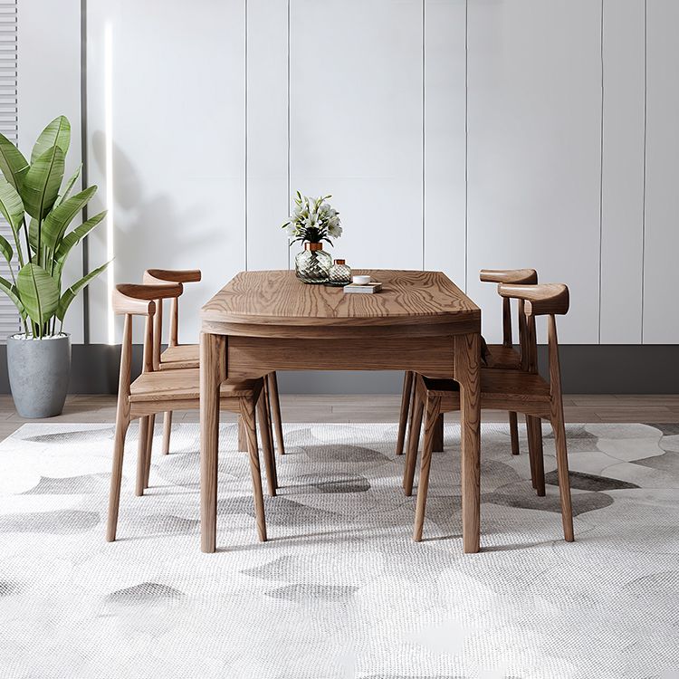Moderner Stil Brauner Esstisch runden massiv Holz Esstisch mit 4 Beinen für Zuhause