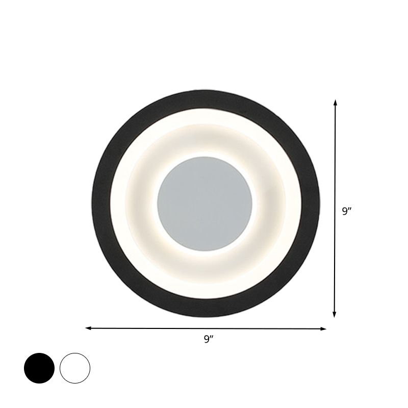 Lámpara de pared acrílica de LED de círculo blanco y negro para sala de estar para sala de estar para sala de estar