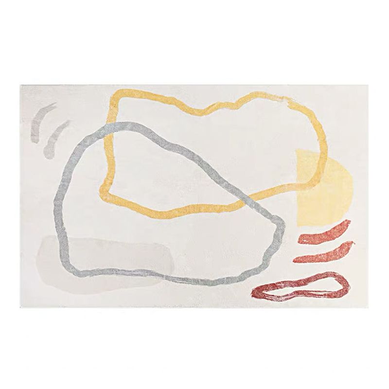 Beige Nordic Carpet Polyester Line Carpet Non-Slip Backing Carpet for Drawing Room