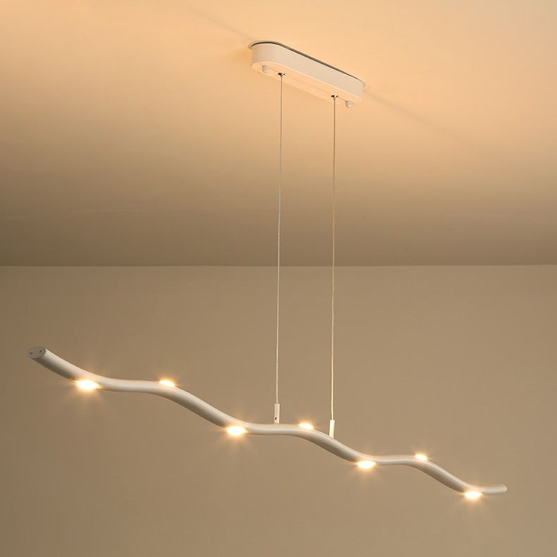 Linear Island Lighting Modern Pendant Chandelier Metal 5 Light Island Lights in White