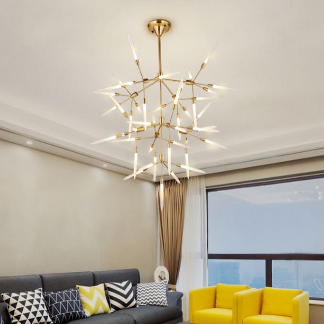 Accrilico Spur Lampadario illuminazione moderna elegante 5/25 luci per finitura in oro lampada a soffitto per soggiorno