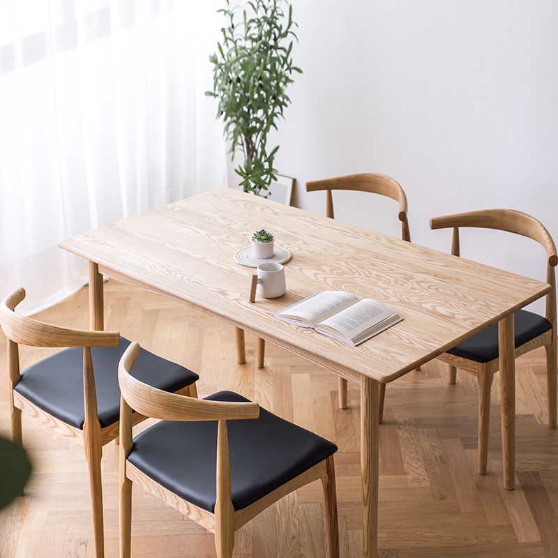 Mesa de comedor de madera rectangular en la naturaleza Mesa de madera de ceniza moderna con 4 patas