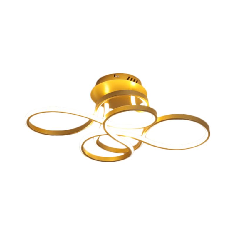 Metallic Twisted Line Flush Mount Simplicity White/Brass/Gold LED Close to Ceiling Lighting, White/3 Color Light