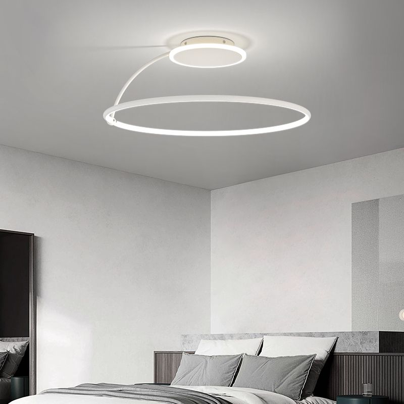 Nordic Metal Ceiling Light Circle 2 Lights Flush Mount Ceiling Light for Bedroom