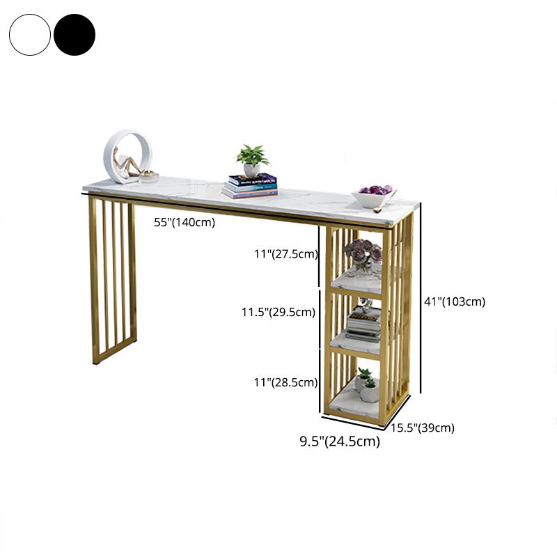 Rectangle Bar Dining Table Contemporary Bar Table with Sled Base in Gold