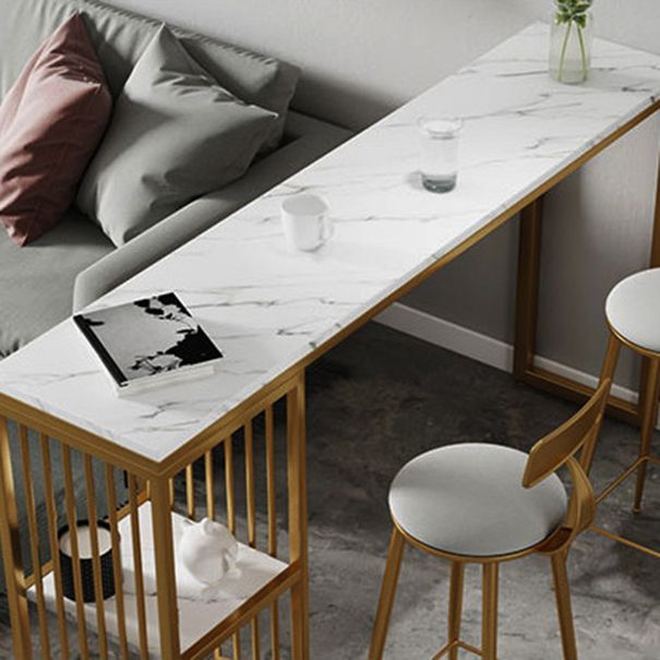 1/3/7 Pieces Rectangular Bar Table Set Modern Marble Milk Tea Shop Table with Bar Stools