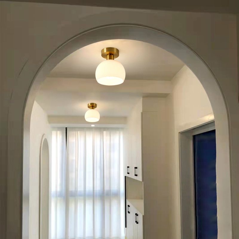 Contemporary Ceiling Lamp Glass Shade Flush Mount Light Fixture