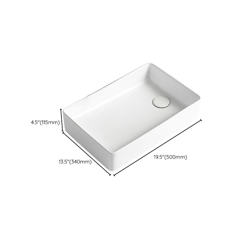 Modern Bathroom Sink Porcelain Solid Color Rectangular Vessel Bathroom Sink