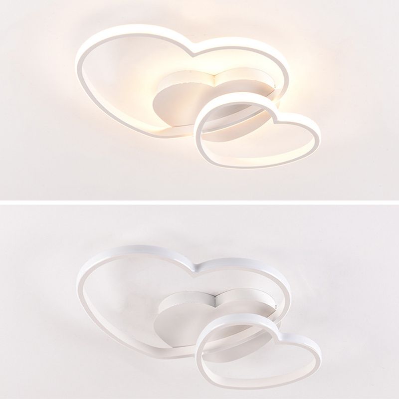 Heart Ceiling Light Fixture Minimalist Style Metal LED Bedroom Semi Flush Mount Light