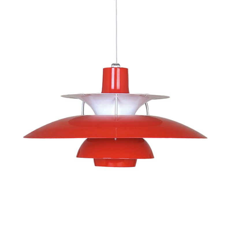 3 Layers Pendant Light with Flared Shade Macaron Style Aluminum 1 Light Black/Gray Hanging Lamp, 12"/16" Wide