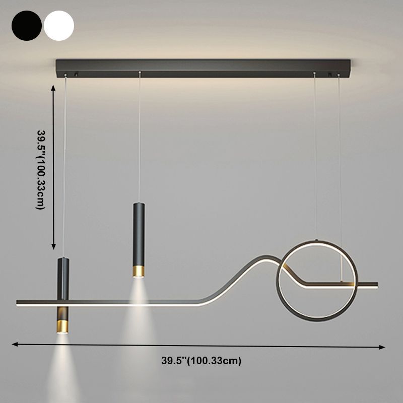 Modern Minimalist Style Linear Chandelier Lighting Fixtures Metal Island Ceiling Light