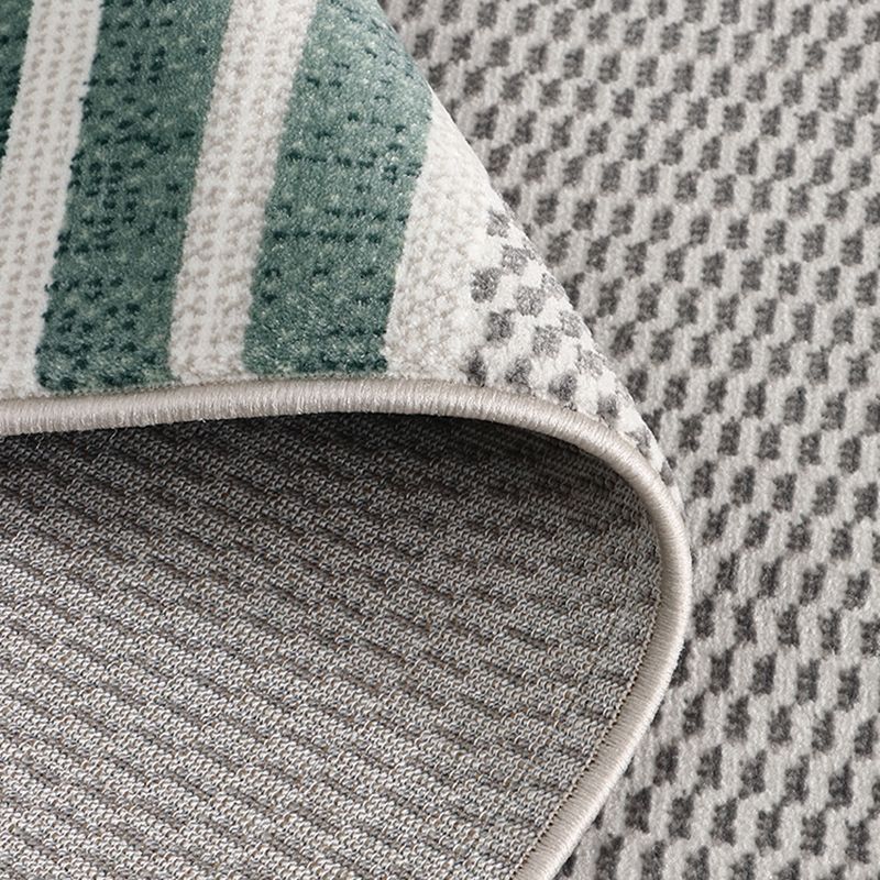 Green Living Room Area Carpet Color-Blcked Polyester Area Rug Stain Resistant Rug