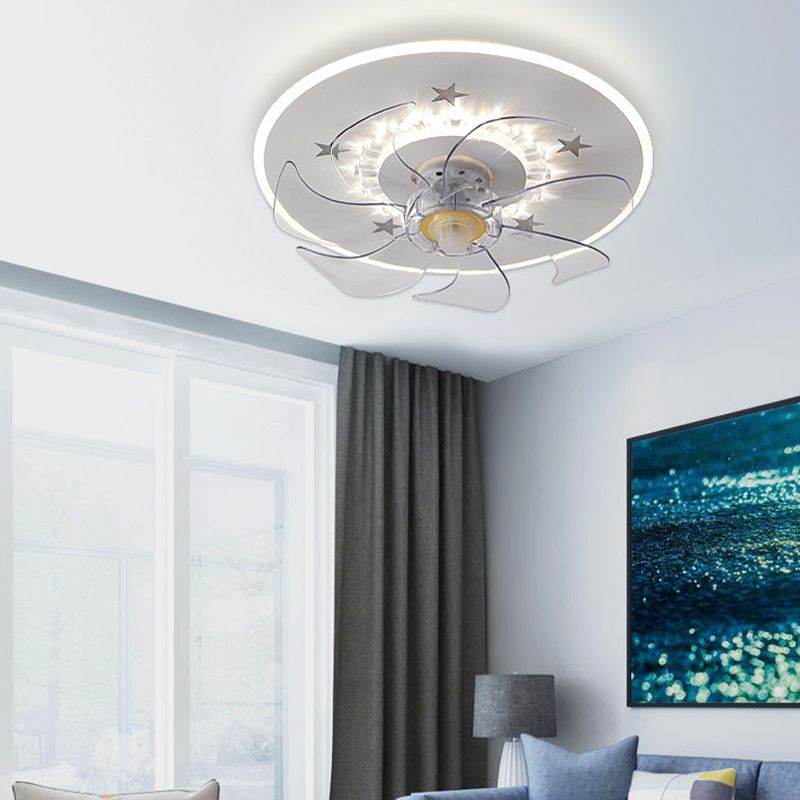 Modern Simple Ceiling Fan Light LED Ceiling Mount Lamp with Acrylic Shade for Bedroom