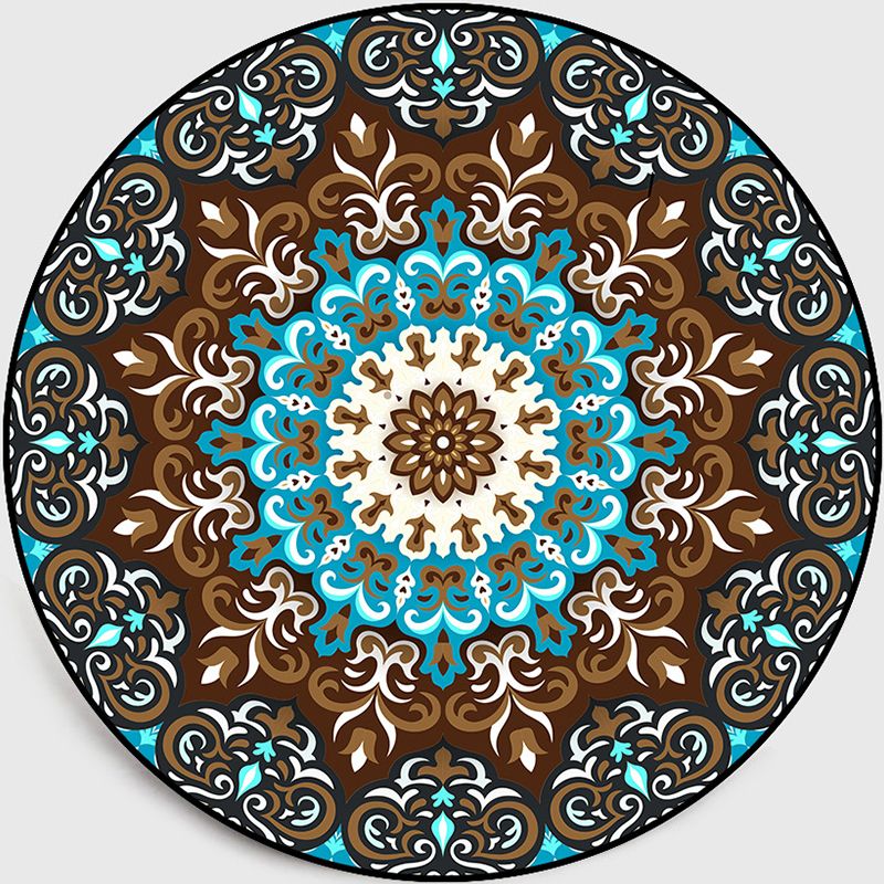 Multi-Colored Living Room Rug Turkish Floral Swirl Rug Synthetics Anti-Slip Pet Friendly Machine Washable Area Carpet