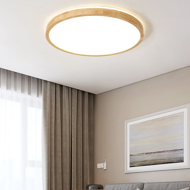 Round Flush Mount Lighting Fixtures Modern 1-Light Beige Flush Mount Lamp with Acrylic Shade